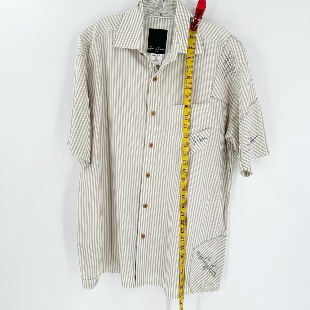 Sean John Striped Cotton Short Sleeve Button-Up Shirt Size Medium - Picture 7 of 9